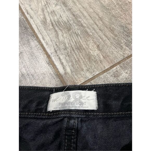We The Free Free People Straight Leg Button Fly Black Distressed Jeans Size 28 - Picture 4 of 7